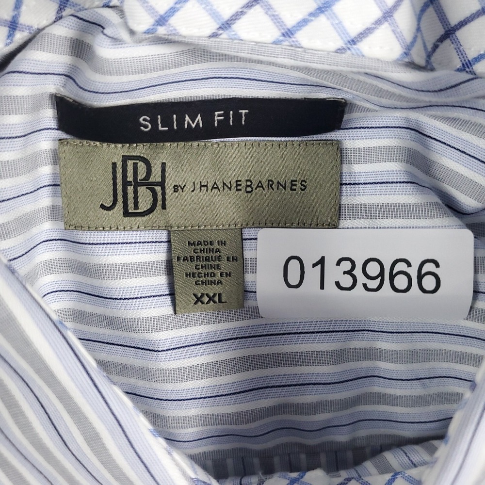Jhane Barnes Blue Gray Stripe Slim Fit Mens Long Sleeve Button Up Shirt Size 2XL - Picture 6 of 6
